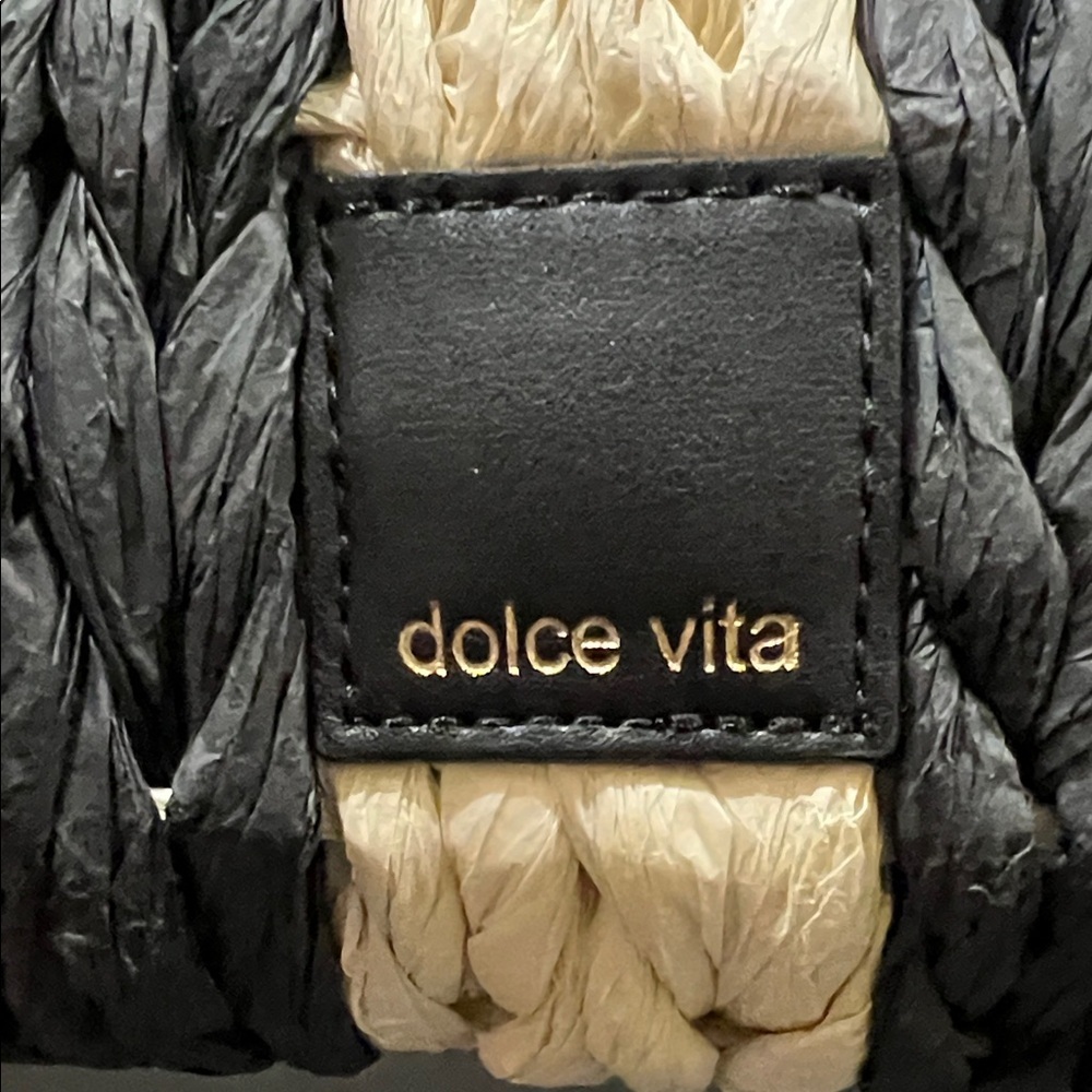Dolce Vita | Black Raffia Shopper “EstelleB” Tote ~ Canvas Inside - Picture 2 of 16